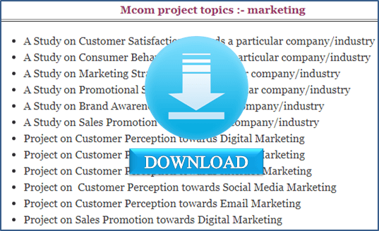 mba marketing project report pdf free download